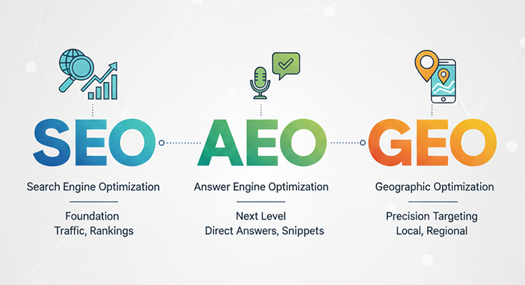 Decrypting the Digital Acronyms: SEO, AEO, and GEO